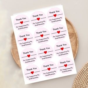 NEW - Thank You Pink with Heart Stickers 2"